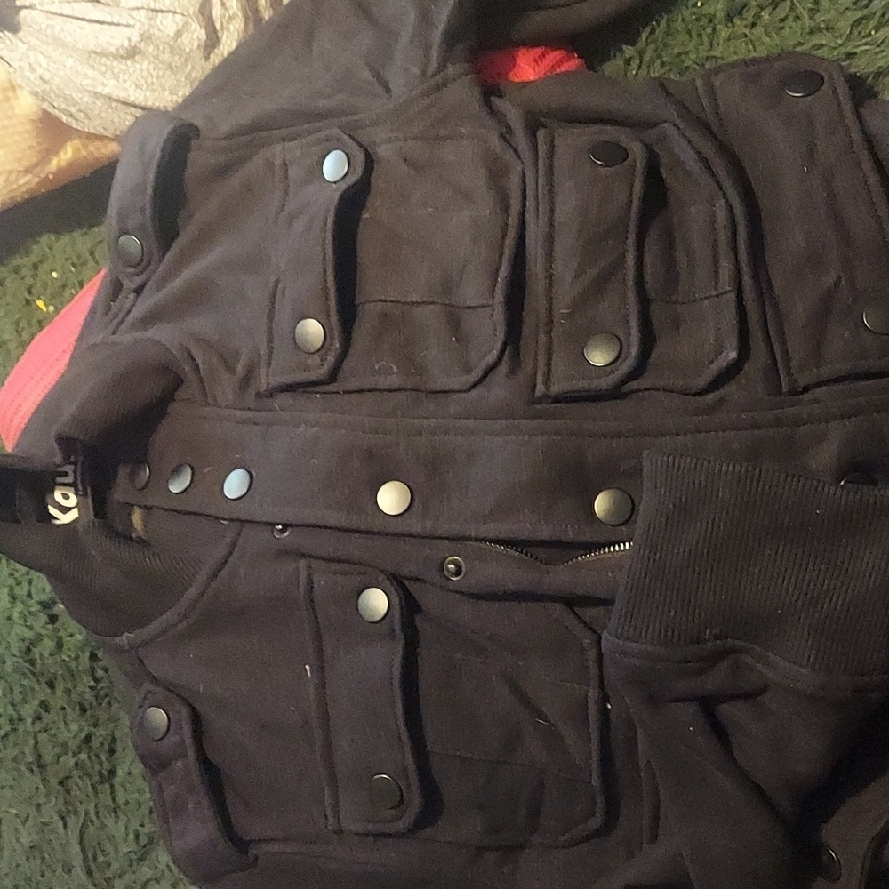 Full zip and snap light weight cotton blend jacket with 6 snap pockets